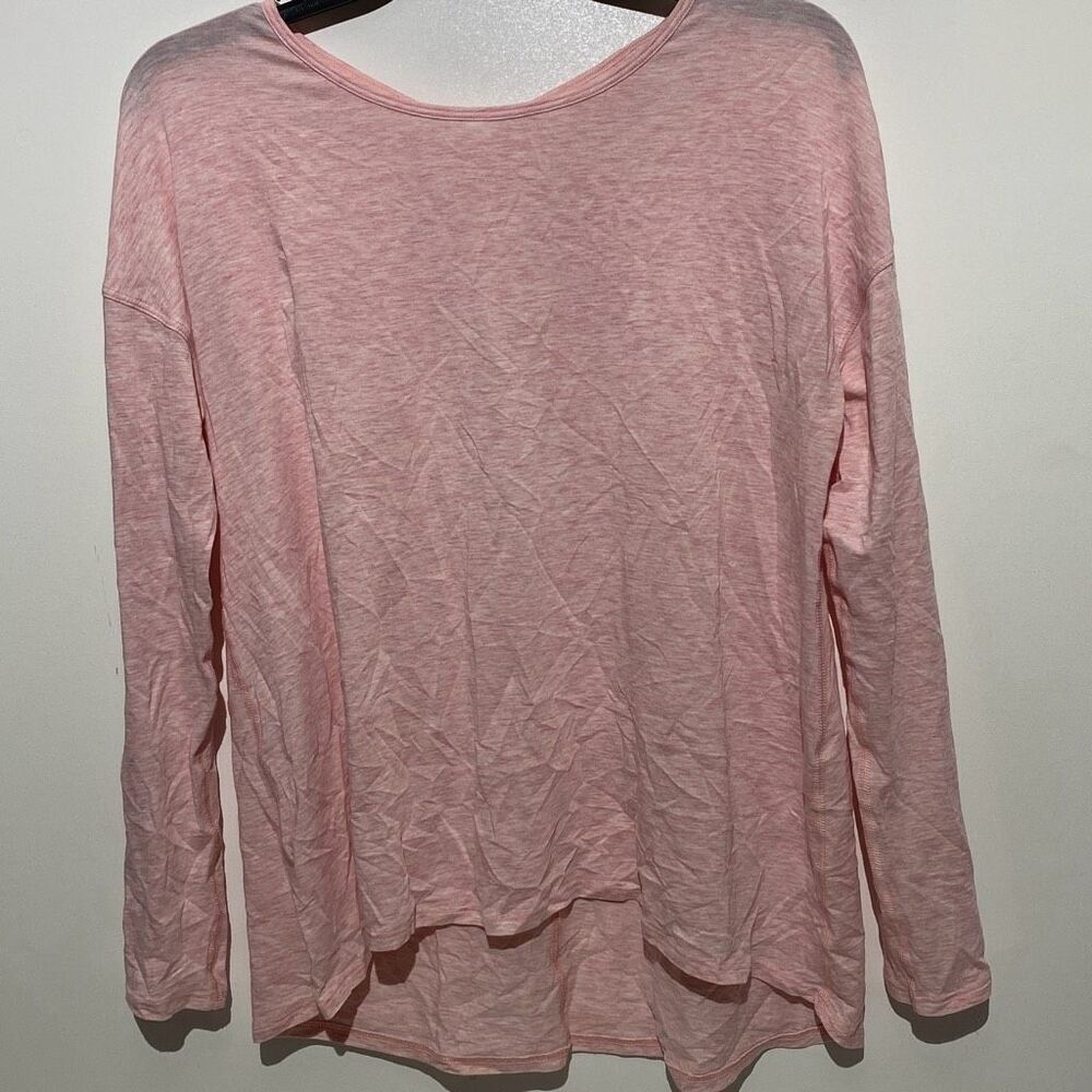 Lululemon Heathered Pink Long Sleeve Open Crisscross Back Yoga‎ Top Relaxed Fit